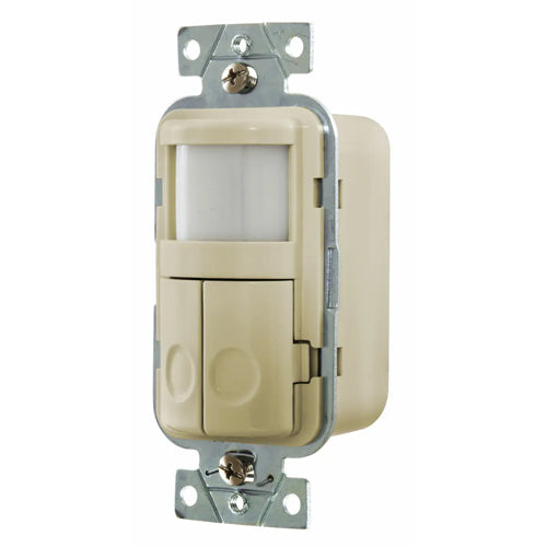 Hubbell WS1020I, Wall Switch Occupancy Sensor, Passive Infrared Technology, Dual Circuit, 120V AC, Ivory