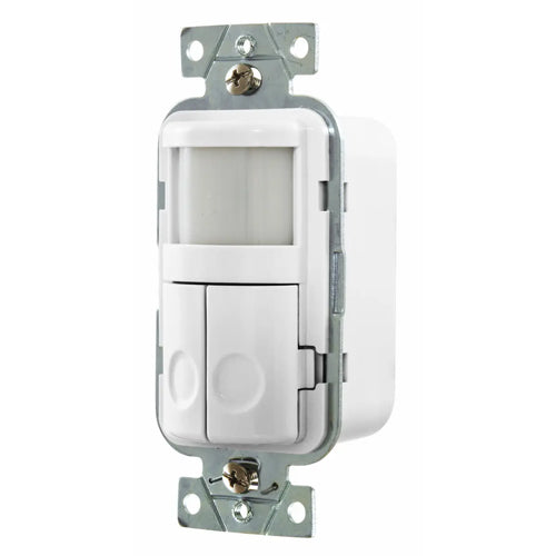 Hubbell WS1020NW, Wall Switch Occupancy Sensor, Passive Infrared Technology, With Night Light, Dual Circuit, 120V AC, White