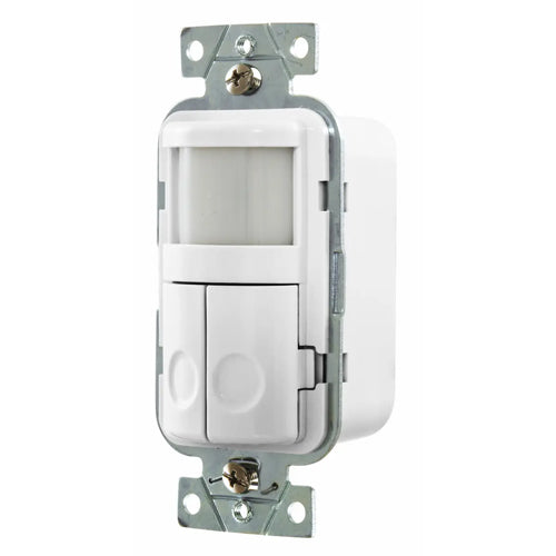 Hubbell WS1020W, Wall Switch Occupancy Sensor, Passive Infrared Technology, Dual Circuit, 120V AC, White