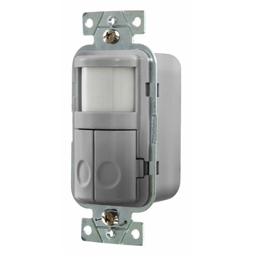 Hubbell WS1021NGY, Wall Switch Vacancy Sensor, Passive Infrared Technology, With Night Light, Dual Circuit, 120V AC, Gray