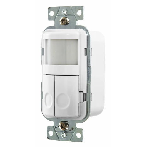 Hubbell WS1021NW, Wall Switch Vacancy Sensor, Passive Infrared Technology, With Night Light, Dual Circuit, 120V AC, White