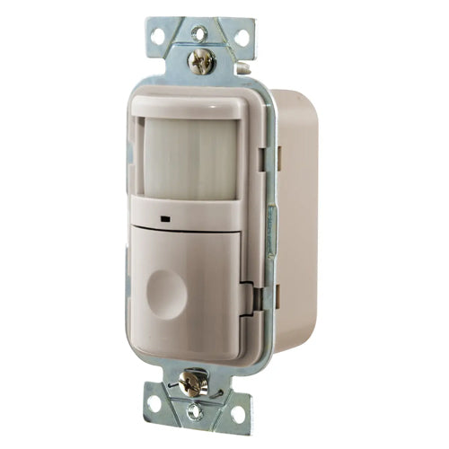 Hubbell WS2000LA, Wall Switch Occupancy/Vacancy Sensor, Passive Infrared Technology, 120/277V AC, Light Almond