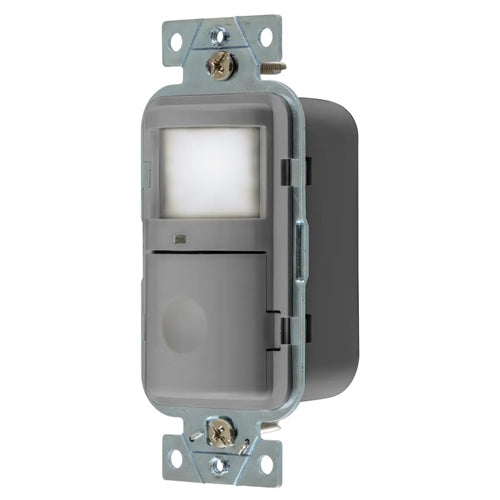 Hubbell WS2000NGY, Wall Switch Occupancy/Vacancy Sensor, Passive Infrared Technology, With Night Light, 120/277V AC, Gray