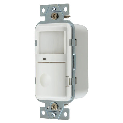 Hubbell WS2004W, Wall Switch Occupancy/Vacancy Sensor, Passive Infrared Technology, Neutral Connection Required, 120/277V AC, White