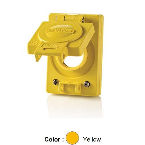 Leviton WTCVS-15, Wetguard Watertight Replacment Cover and Gasket for 15/20 Amp Straight and 15 Amp Locking Single Inlets and Outlets, Yellow