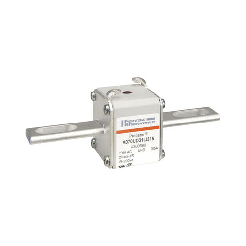 Mersen X300699, Square Body High-Speed Fuse, Fast Acting, Size 31 aR, 690/700VAC, 315A, With Striker Slotted Blades long