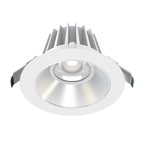 Lotus JXL-COB04-R15W-5CCT-WH-4RR-SM-AZ, 4" Round Recessed Economy LED 15W, 120VAC, 5CCT, 1180-1420 Lumens, White Reflector, Alzak Trim, Dimmable, 36° Beam Angle