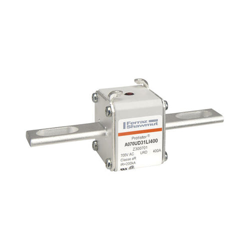 Mersen Z300701, Square Body High-Speed Fuse, Fast Acting, Size 31 aR, 690/700VAC, 400A, With Striker Slotted Blades long