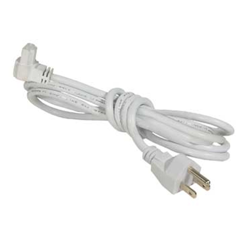 Liteline ALFT60901-WH-3, 6-foot 90° Grounded Power cord, Top Connection, 3-Wire System, White