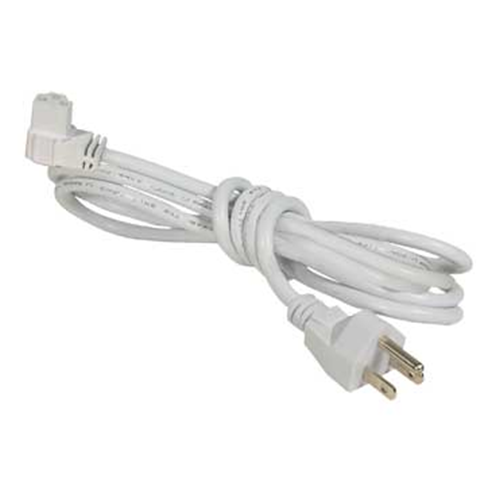 Liteline ALFT60902-WH-3, 6-foot 90° Grounded Power cord, Left Connection, 3-Wire System, White