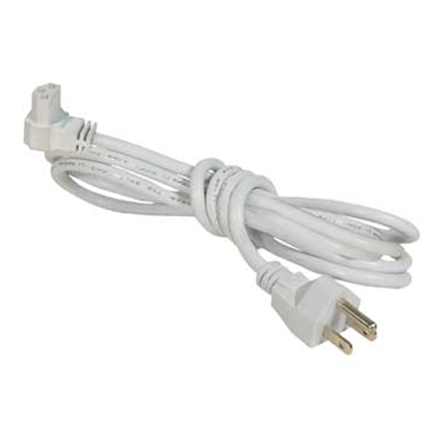 Liteline ALFT60903-WH-3, 6-foot 90° Grounded Power cord, Bottom Connection, 3-Wire System, White