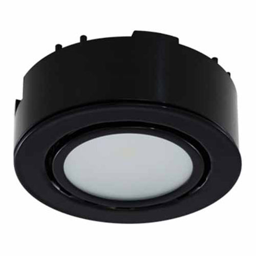 Liteline UCP-LED1-4K-BK, LED Puck Light, Surface or Recessed Mounted, 2W, 12V, 4000K Cool White, Black Finish