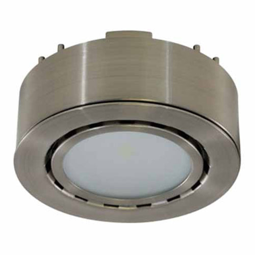 Liteline UCP-LED1-4K-MN, LED Puck Light, Surface or Recessed Mounted, 2W, 12V, 4000K Cool White, Matte Nickel Finish