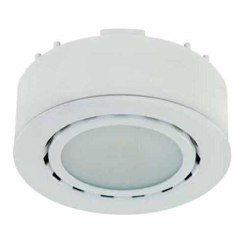 Liteline UCP-LED1-4K-WH, LED Puck Light, Surface or Recessed Mounted, 2W, 12V, 4000K Cool White, White Finish