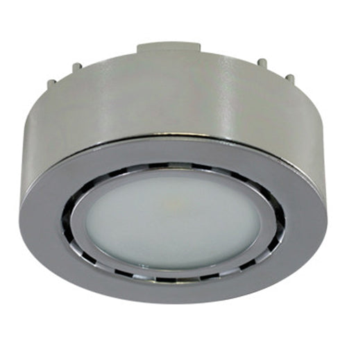 Liteline UCP-LED1-CH, LED Puck Light, Surface or Recessed Mounted, 1.8W, 12V, 3000K Warm White, 105 Lumens, Opal Lens, Chrome Finish