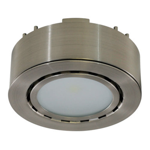 Liteline UCP-LED1-MN, LED Puck Light, Surface or Recessed Mounted, 1.8W, 12V, 3000K Warm White, 105 Lumens, Opal Lens, Matte Nickel Finish