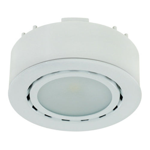 Liteline UCP-LED1-WH, LED Puck Light, Surface or Recessed Mounted, 1.8W, 12V, 3000K Warm White, 105 Lumens, Opal Lens, White Finish