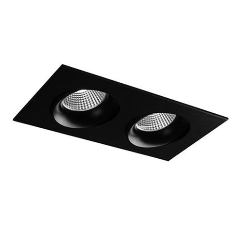Liteline RA35M-2L-9G-90BK, 3.5" LUNA LED 2-Light Linear Gimbal Color Selectable Recessed Light Fixture, 18W, 100-135V, 2700/3000/3500/4000/5000K, Dimmable, Black Finish