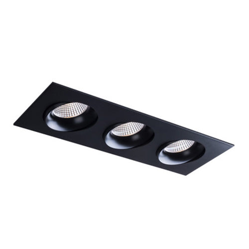 Liteline RA35M-3L-9G-90BK, 3.5" LUNA LED 3-Light Linear Gimbal Color Selectable Recessed Light Fixture, 27W, 100-135V, 2700/3000/3500/4000/5000K, Dimmable, Black Finish