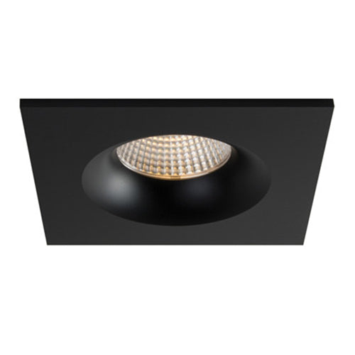 Liteline RA35S-12F-DTW-90BK, 3.5" LUNA LED Dim-To-Warm Square Fixed Recessed Light Fixture, 12W, 100-135V, 3000-2000K, Dimmable, Black Finish