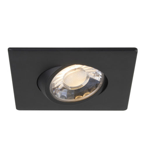 Liteline RA3S-7G-DTW-90BK, 3" LUNA LED Dim-To-Warm Square Gimbal Recessed Light Fixture, 7W, 100-135V, 3000-2000K, Dimmable, Black Finish