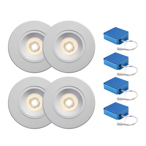Liteline RA4-12RG-DTW90WH-4KT, 4" Luna LED Round Dim-to-Warm Regressed Gimbal Recessed Light Fixture, 12W, 100-135V, 3000-2000K, White Finish, 4 Pack with Dimmer