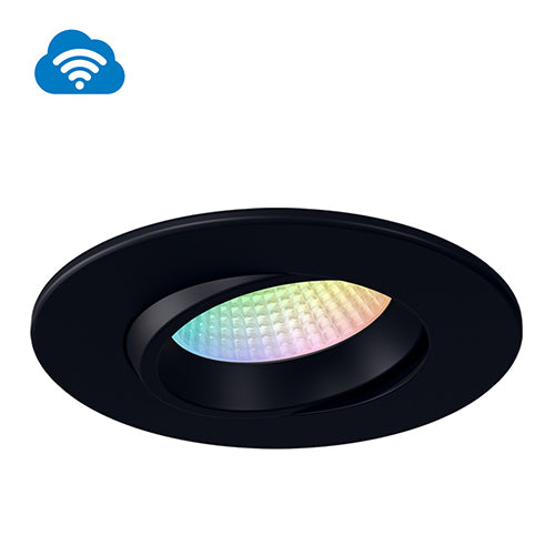 Liteline RA4-12RG-RGBTW-90BK, 4" Luna OnCloud Round Regressed Gimbal Recessed Downlighting, 12W, 100-135V, 2200-6500K RGB + Tunable White, Black Finish