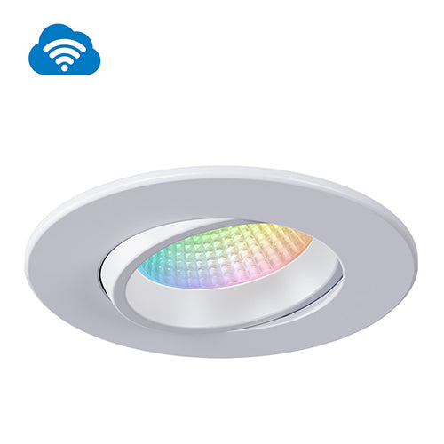 Liteline RA4-12RG-RGBTW-90WH, 4" Luna OnCloud Round Regressed Gimbal Recessed Downlighting, 12W, 100-135V, 2200-6500K RGB + Tunable White, White Finish