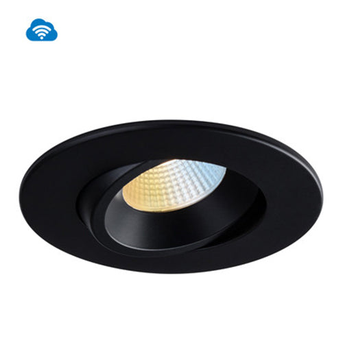 Liteline RA4-12RG-WZ-90BK, 4" Luna OnCloud Round Regressed Gimbal Recessed Downlighting, 12W, 100-135V, 2700-5000K Tunable White, Black Finish