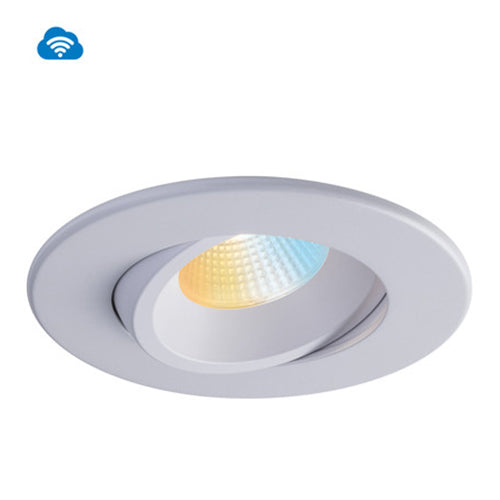 Liteline RA4-12RG-WZ-90WH, 4" Luna OnCloud Round Regressed Gimbal Recessed Downlighting, 12W, 100-135V, 2700-5000K Tunable White, White Finish