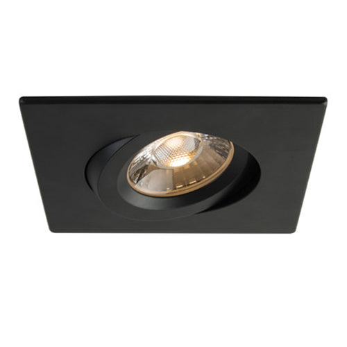 Liteline RA4S-12G-DTW-90BK, 4" Luna LED Square Dim-To-Warm Gimbal Recessed Light Fixture, 12W, 100-135V, 3000-2000K, Dimmable, Black Finish