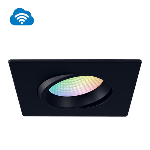 Liteline RA4S-12RG-RGBTW-90BK, 4" Luna OnCloud Square Regressed Gimbal Recessed Downlighting, 12W, 100-135V, 2200-6500K RGB + Tunable White, Black Finish