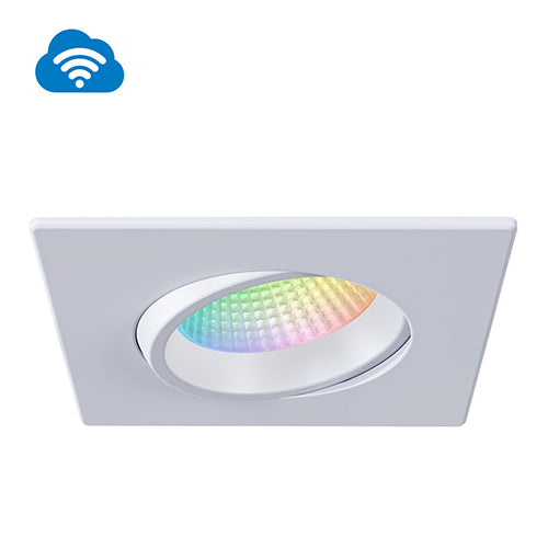Liteline RA4S-12RG-RGBTW-90WH, 4" Luna OnCloud Square Regressed Gimbal Recessed Downlighting, 12W, 100-135V, 2200-6500K RGB + Tunable White, White Finish