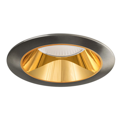 Liteline RA56-17F-90BNGD, 5"/6" LUNA 56 PRO Round Fixed Color Selectable Recessed Light Fixture, 17W, 100-135V, 2700/3000/3500/4000/5000K, Dimmable, Brushed Nickel/Gold Finish