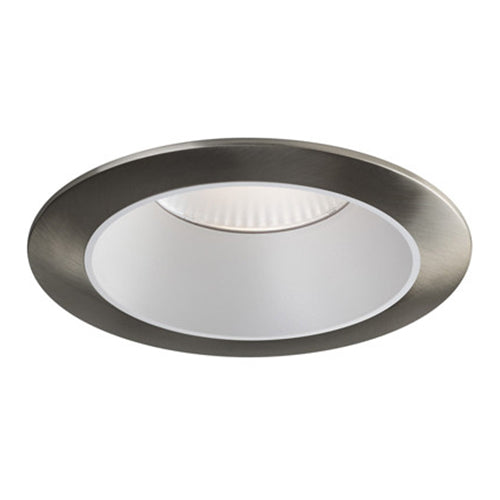 Liteline RA56-17F-DTW90BNWH, 5"/6" LUNA LED Round Fixed Dim-to-Warm Recessed Light Fixture, 17W, 100-135V, 3000-2000K, Dimmable, Brushed Nickel/White Finish