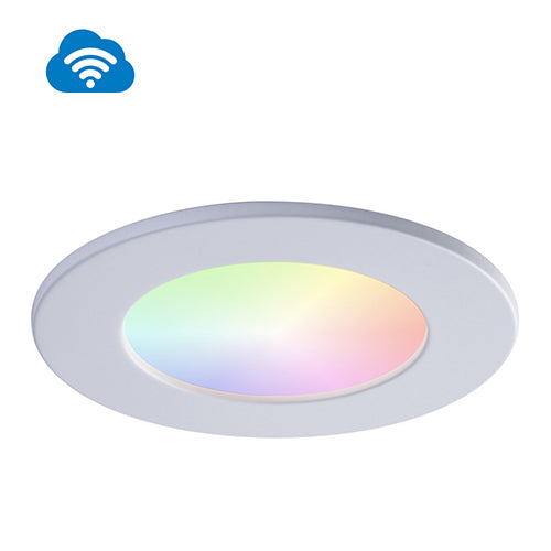 Liteline SLM4-RGBTW-WZ-WH, 4" Slim LED OnCloud Round Recessed Downlighting, 12W, 100-135V, 2700-5000K RGB + Tunable White, Wi-Fi Dimming, White Finish