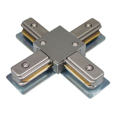 Liteline XC6104-BN, Brushed Nickel X-Connector, Single Circuit 2 Wire Track System