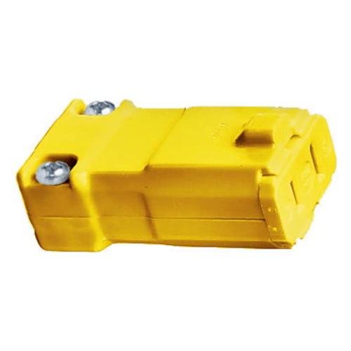 Hubbell HBL5869VY, Female Connector Body, Valise Series, 15A 125V, 1-15R, 2-Pole 2-Wire Non-Grounding, Yellow Nylon