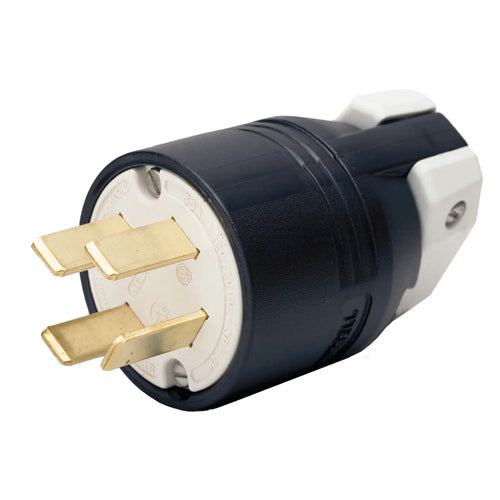 Hubbell HBL7303C, Male Plug, Nylon, 60A 120/208V AC, 3 Phase, 18-60P, 4-Pole 4-Wire Non-Grounding, Black