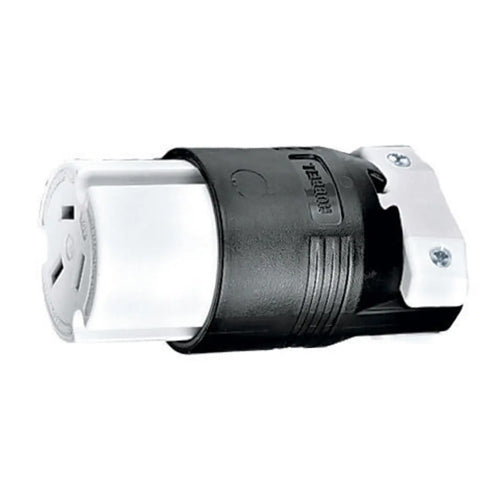 Hubbell HBL7515C, Female Connector Body, Insulgrip, 50A 125/250V, 10-50R, 3-Pole 3-Wire Non-Grounding, Black and White