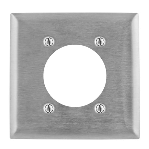 Hubbell SS701, Metallic Wallplates for Single Receptacle Plate, 2-Gang, 2.48" Opening, Smooth Horizontal Brushed Finish