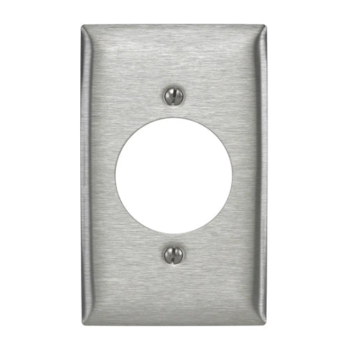 Hubbell SS725, Single Receptacle Wallplate, 1-Gang, Stainless Steel 302/304, 0.035 in. (0.9), Horizontal Brushed Finish