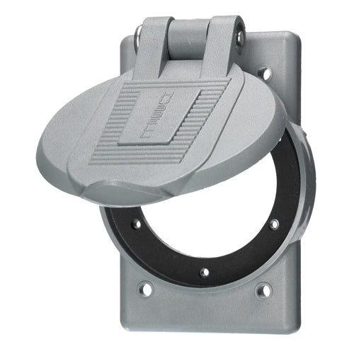 Hubbell WP2, Weatherproof Covers for Flanged Inlets and Flanged Receptacles, Gray Thermoplastic, Corrosion Resistant